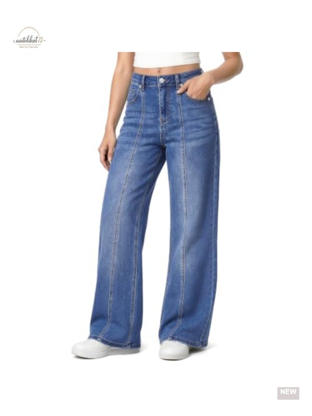 Women's High Waisted Wide Leg Flare Denim Jeans Stretch Five Pocket